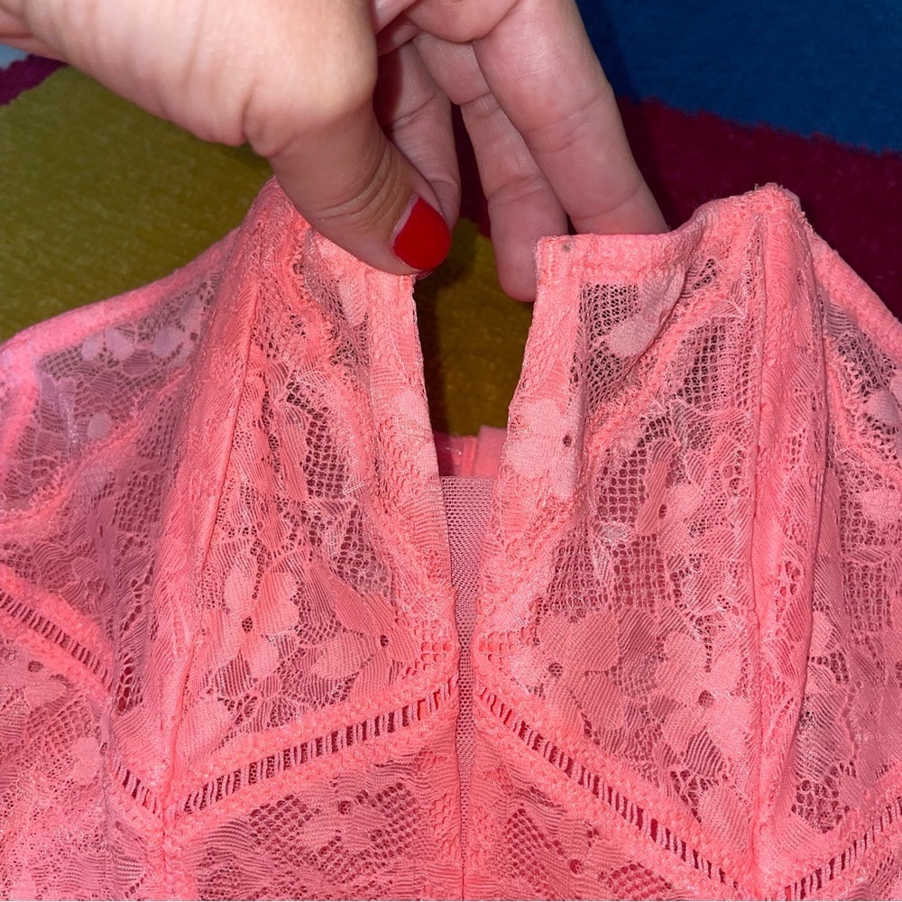 Victoria’s Secret Dream Angels Strapless Long Line Bustier Pink Lace Medium NWT - Picture 3 of 7